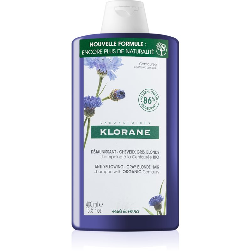 Klorane Cornflower Organic šampūnas geltoniems atspalviams neutralizuoti 400 ml