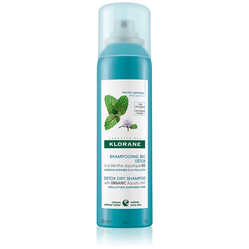 Klorane Organic Mint suchý šampón pre vlasy vystavené znečistenému ovzdušiu 150 ml