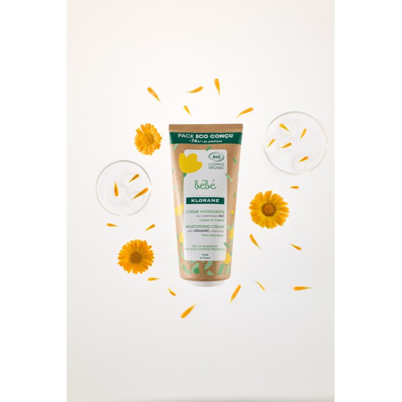Klorane Bébé Calendula Feuchtigkeitscreme für Babyhaut s BIO měsíčkem lékařským 200 ml