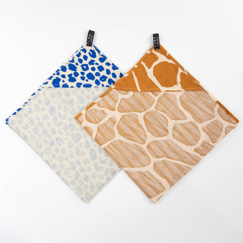 KLRK Home Wild Color Leopard&Giraffe Towel With Hood 80x80 Cm 2 Pc