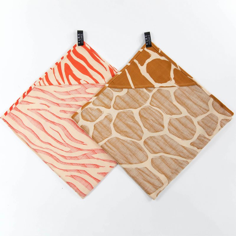 KLRK Home Wild Color Zebra&Giraffe Towel With Hood 80x80 Cm 2 Pc