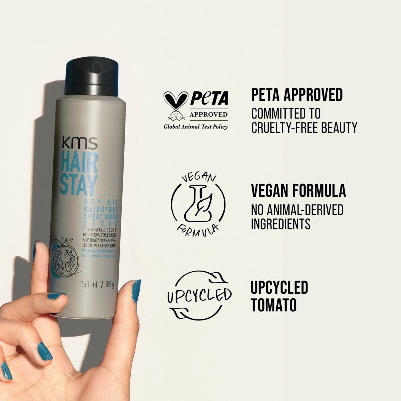 KMS Hair Stay Dry Oil Hairspray suchý olejový sprej s lehkou fixací 75 ml (obrázek 7)