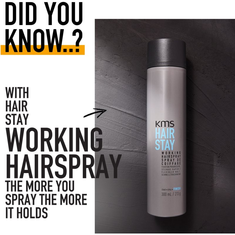 KMS Hair Stay Working Hairspray lak na vlasy pro vlasy namáhané teplem 75 ml (obrázek 7)