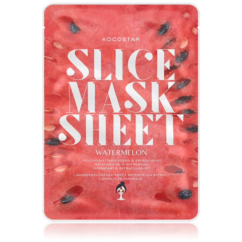 

KOCOSTAR Slice Mask Sheet Watermelon тканинна маска для обличчя зі зволожуючим та роз'яснюючим ефектом