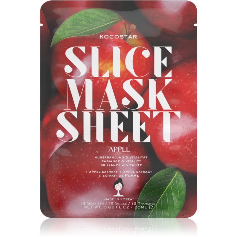 

KOCOSTAR Slice Mask Sheet Apple тканинна маска для освітлення та живлення шкіри