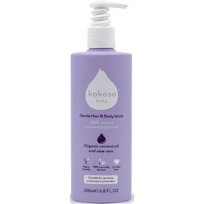 Kokoso Baby Kids mycí gel na tělo a vlasy s parfemací pro děti 200 ml
