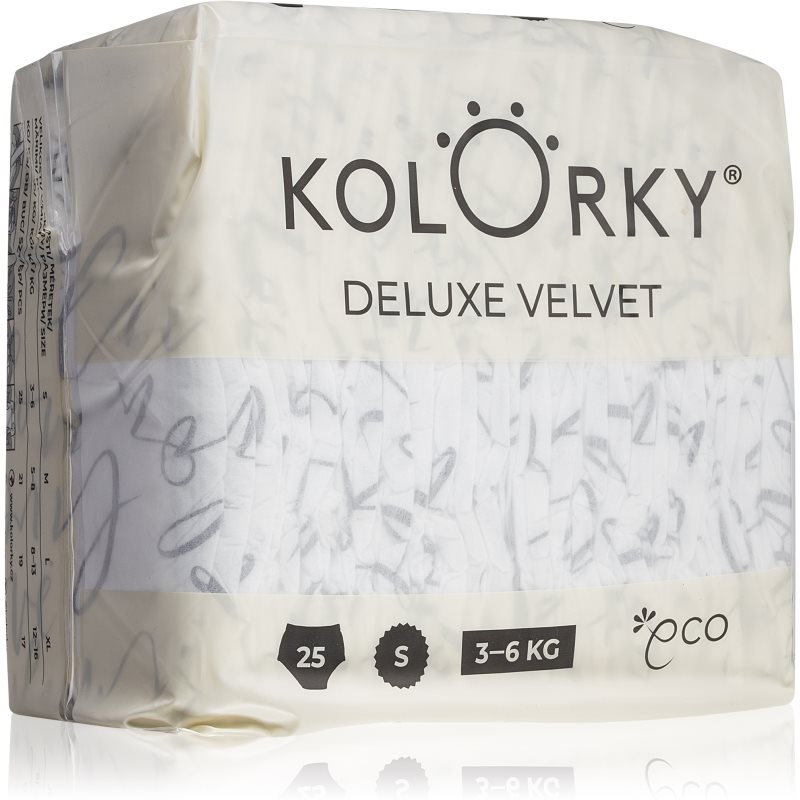 Kolorky Deluxe Velvet Love Live Laugh Disposable Organic Nappies Size S 3-6 Kg 25 Pc