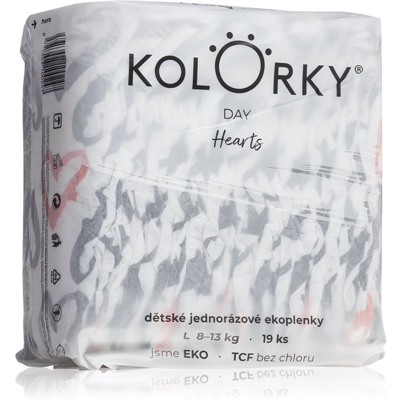 Kolorky Day Hearts Disposable Organic Nappies 19 Pc