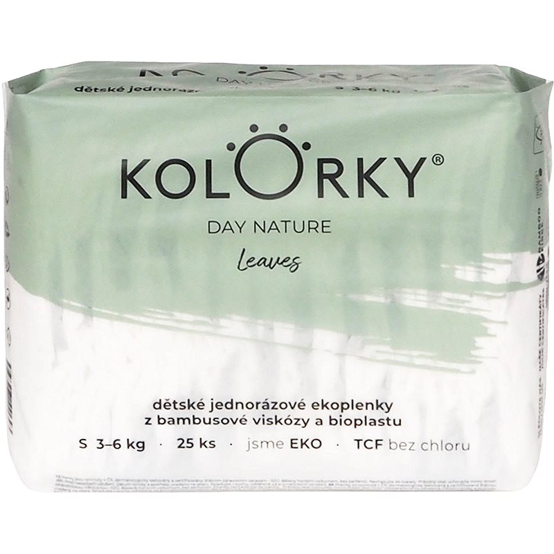 Kolorky Day Nature Bambus Leaves Disposable Organic Nappies Size S 3-6 Kg 25 Pc