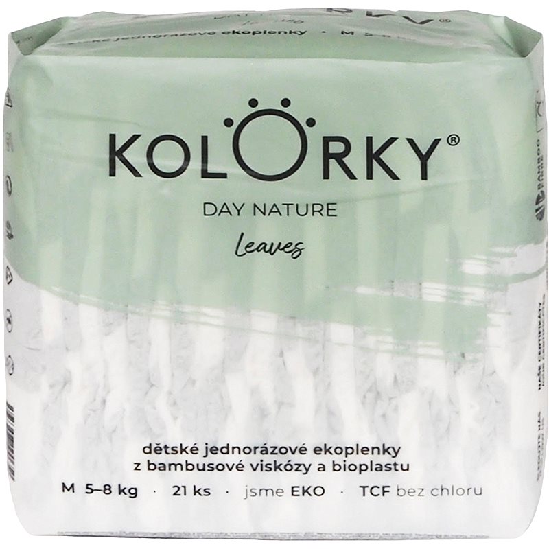 Kolorky Day Nature Bambus Leaves Disposable Organic Nappies Size M 5-8 Kg 21 Pc