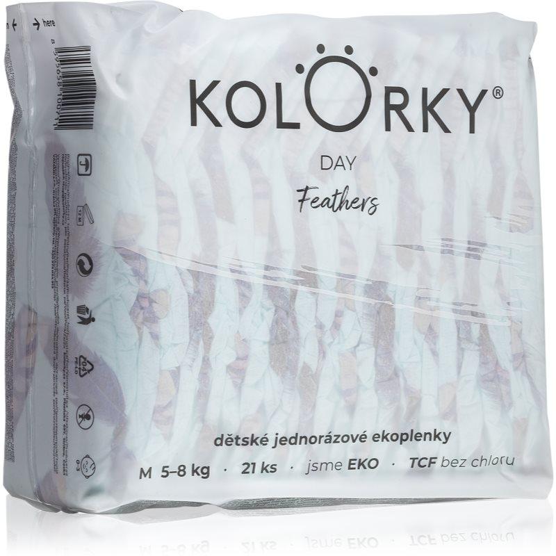 Kolorky Day Feathers Disposable Organic Nappies Size M 5-8 Kg 21 Pc