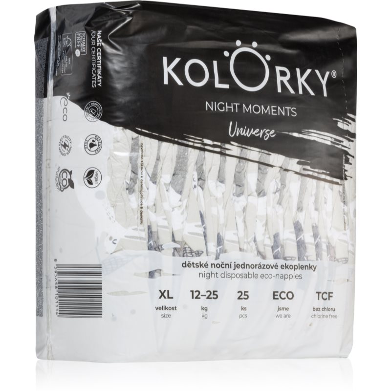 Kolorky Night Moments Disposable Organic Nappies For Complete Night Protection Size XL 12-25 Kg 25 Pc
