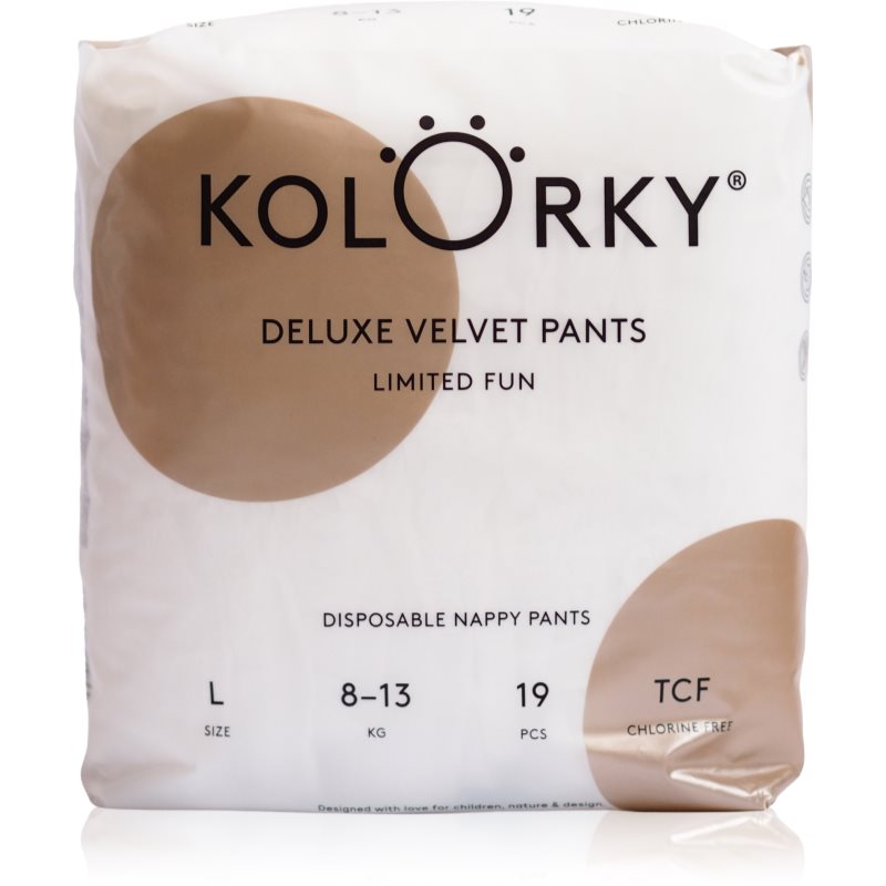 Kolorky Deluxe Velvet Pants Limited Fun hlačne plenice za enkratno uporabo velikost L 8-13 kg 19 kos