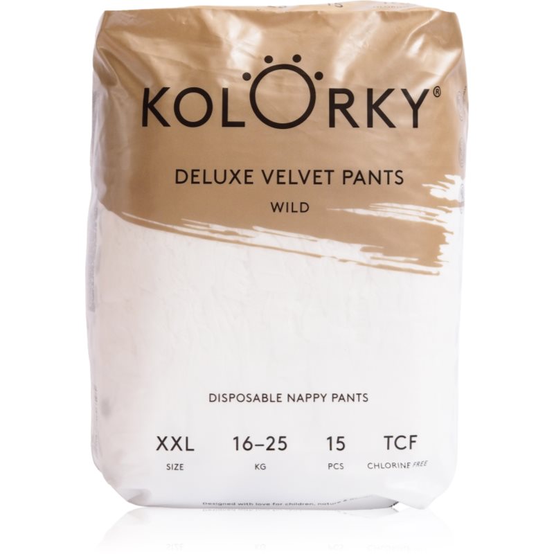 Kolorky Deluxe Velvet Pants Wild jednorazové plienkové nohavičky veľkosť XXL 16-25 kg 15 ks