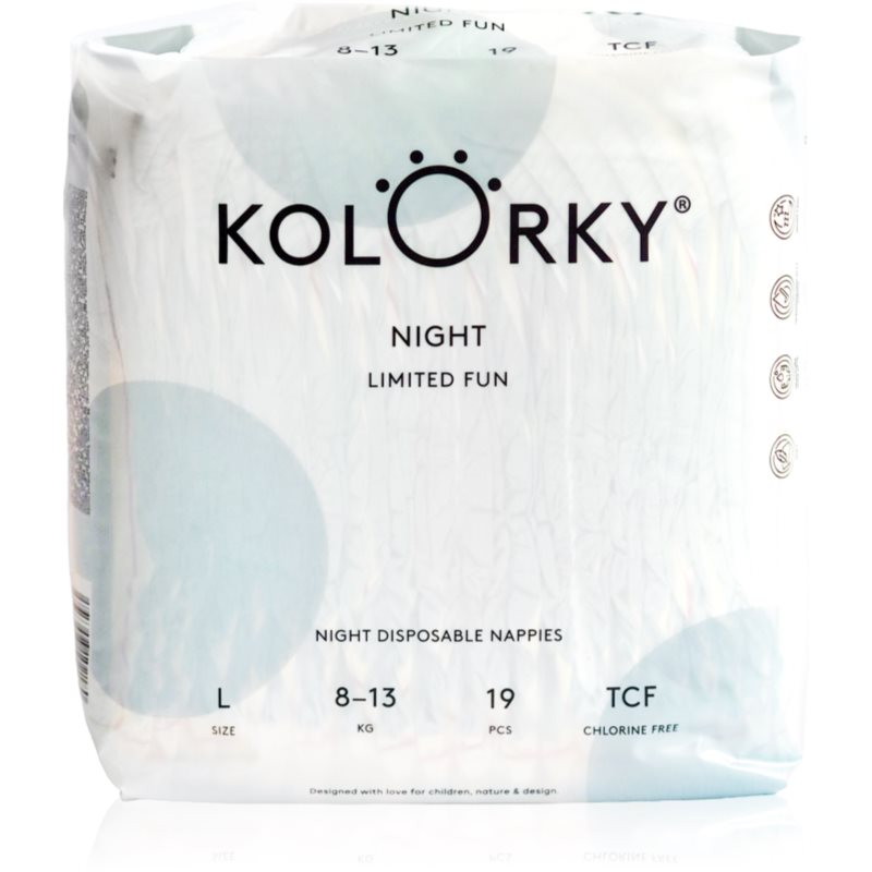 Kolorky Night Limited Fun еднократни пелени за нощ размер L 8-13 kg 19 бр.