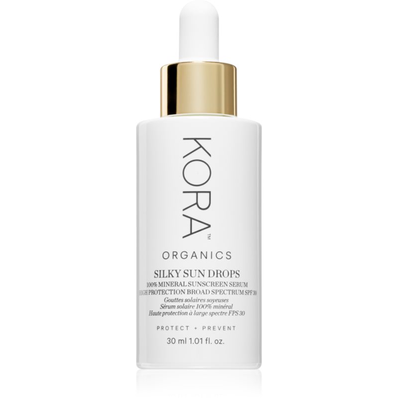 KORA Organics Silky Sun Drops Bräunungsemulsion für das Gesicht SPF 30 30 ml