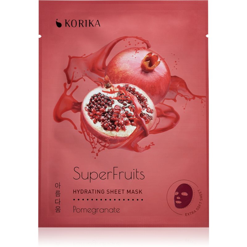 KORIKA SuperFruits Pomegranate - Set Of 5 Hydrating Face Sheet Masks Face Mask Set At A Reduced Price Pomegranate (with Moisturising Effect)