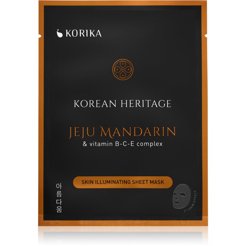 KORIKA Korean Heritage Jeju Mandaring & Vitamin B-C-E Complex Skin Illuminating Sheet Mask Brightening Sheet Mask Jeju Mandarin & Vitaminc B-C-E Compl