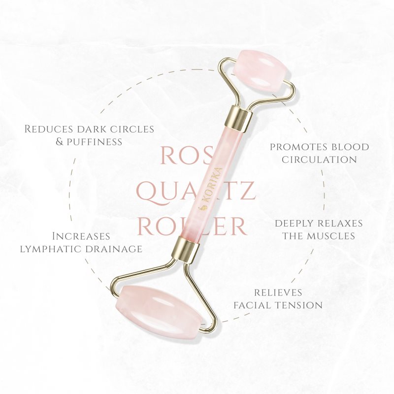 KORIKA Tools Face Roller & Gua Sha масажний роллер для обличчя і масажний інструмент Quartz Pink