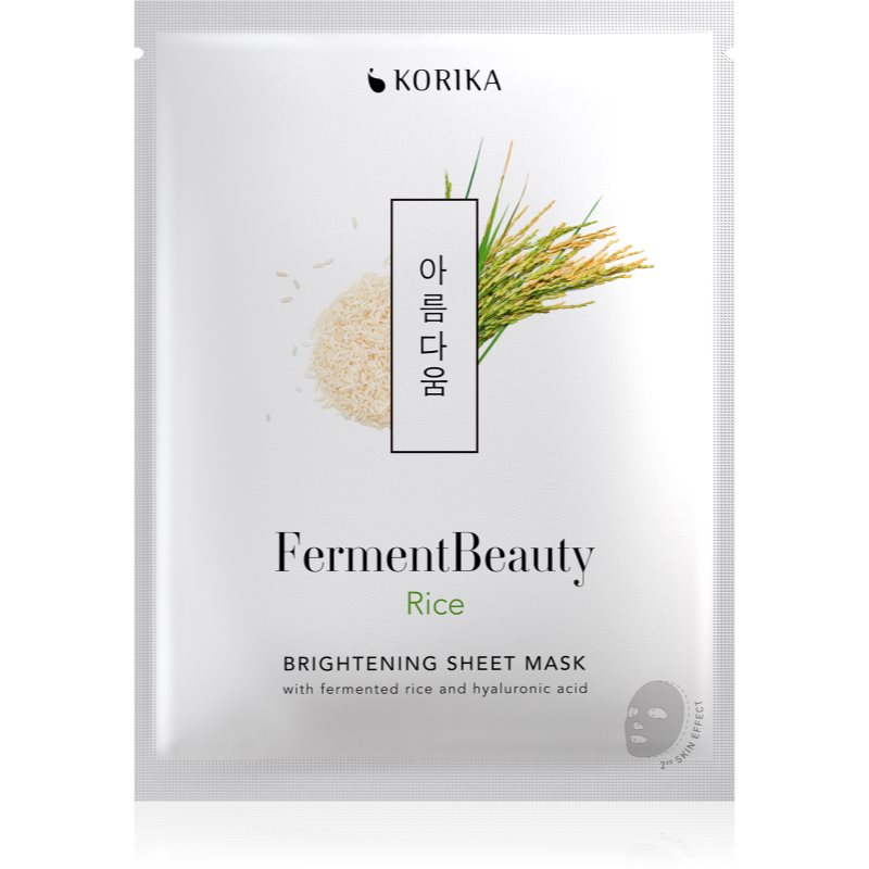 KORIKA FermentBeauty Brightening Face Sheet Mask with Fermented Rice and Hyaluronic Acid rozjasňujúca plátenná maska s fermentovanou ryžou a kyselinou