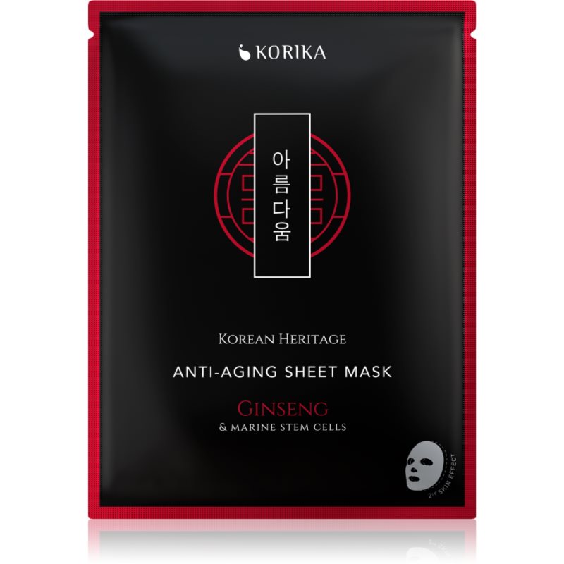 KORIKA Korean Heritage Red Ginseng & Adenosine Anti-aging Sheet Mask plátenná maska proti vráskam 25 g