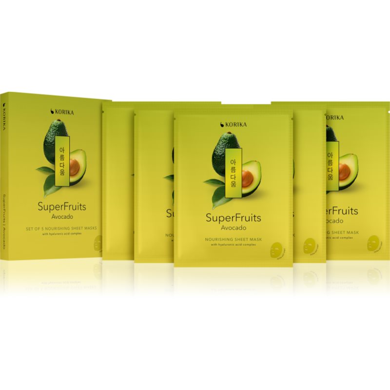 KORIKA SuperFruits sejas masku komplekts par samazinātu cenu ar barojošu efektu 5x25 g