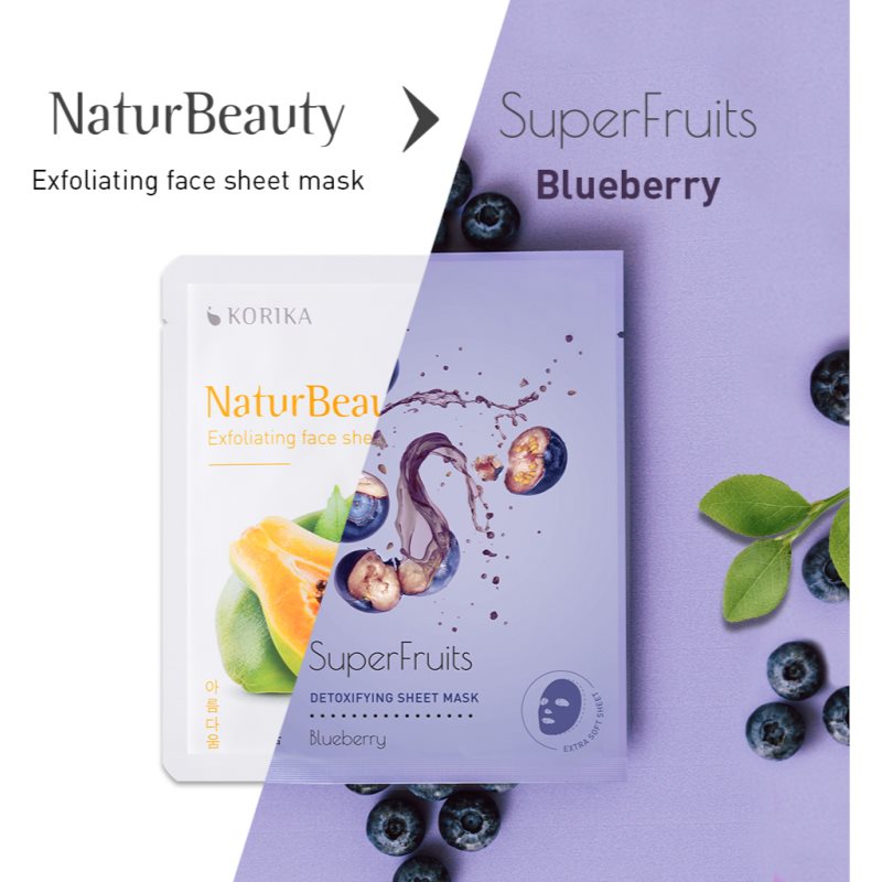 KORIKA SuperFruits Blueberry - Detoxifying Sheet Mask Detoxifying Face Sheet Mask Blueberry 25 G
