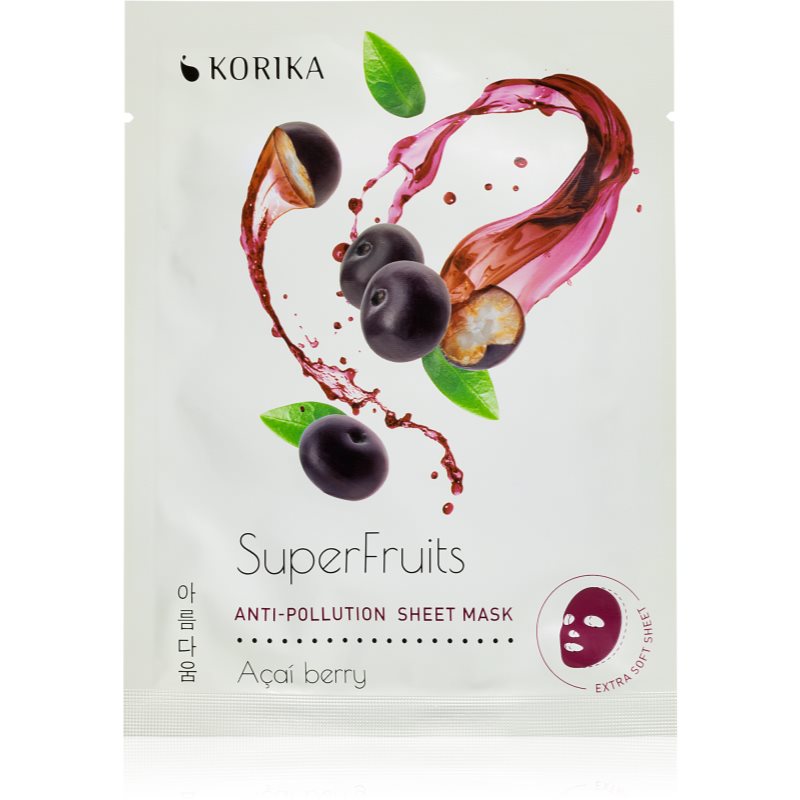 KORIKA SuperFruits Acai Berry - Anti-pollution Sheet Mask тканинна маска з детокс-ефектом Acai Berry 25 гр