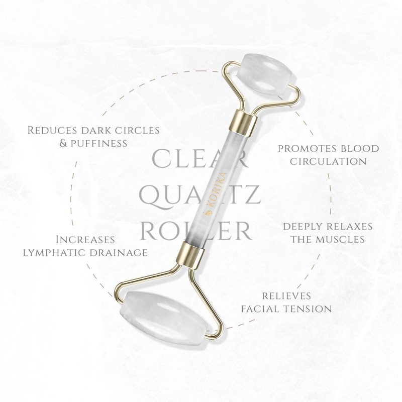 KORIKA Tools Face Roller Clear Quartz Stone масажний роллер для обличчя та шиї