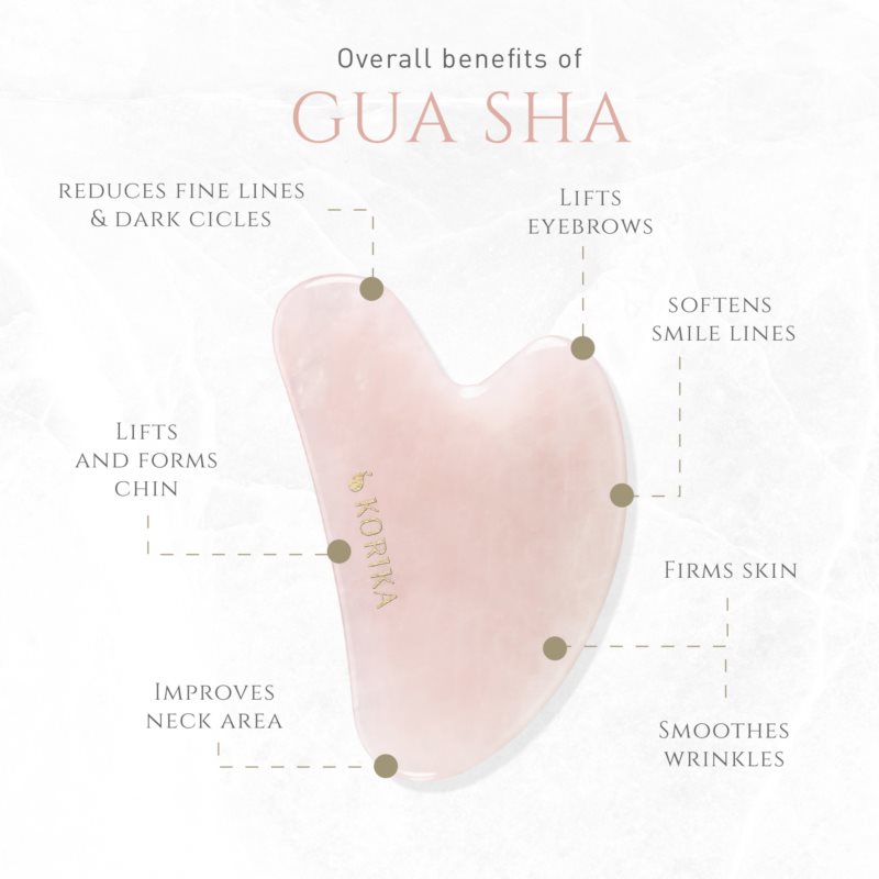 KORIKA Tools Gua Sha Rose Quartz Stone масажний інструмент для обличчя Gua Sha Quartz Pink
