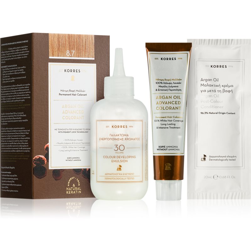 Korres Argan Oil Permanent-Haarfarbe mit Arganöl Farbton 8.7. Toffee 50 ml