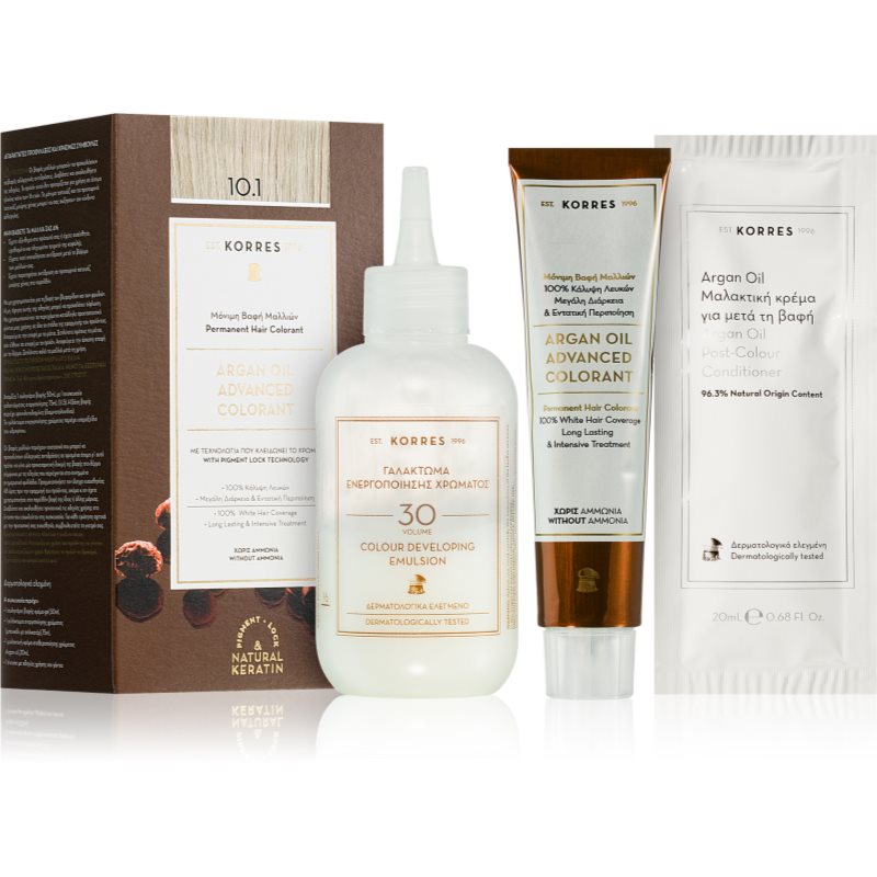 Korres Argan Oil Permanent-Haarfarbe mit Arganöl Farbton 10.1 Platinum Ash Blonde 50 ml