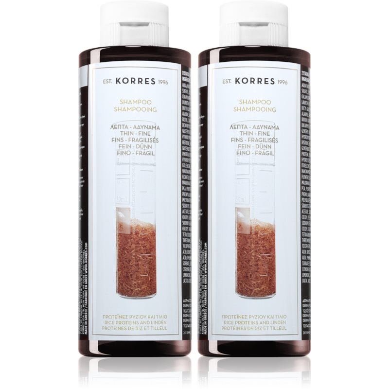 Korres Rice Proteins & Linden Shampoo für feine Haare vorteilhafte Packung