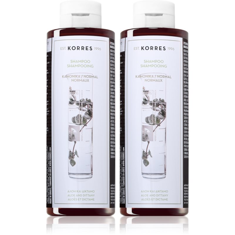 Korres Aloe & Dittany Set Shampoo für normales und feines Haar DOPPELPACK