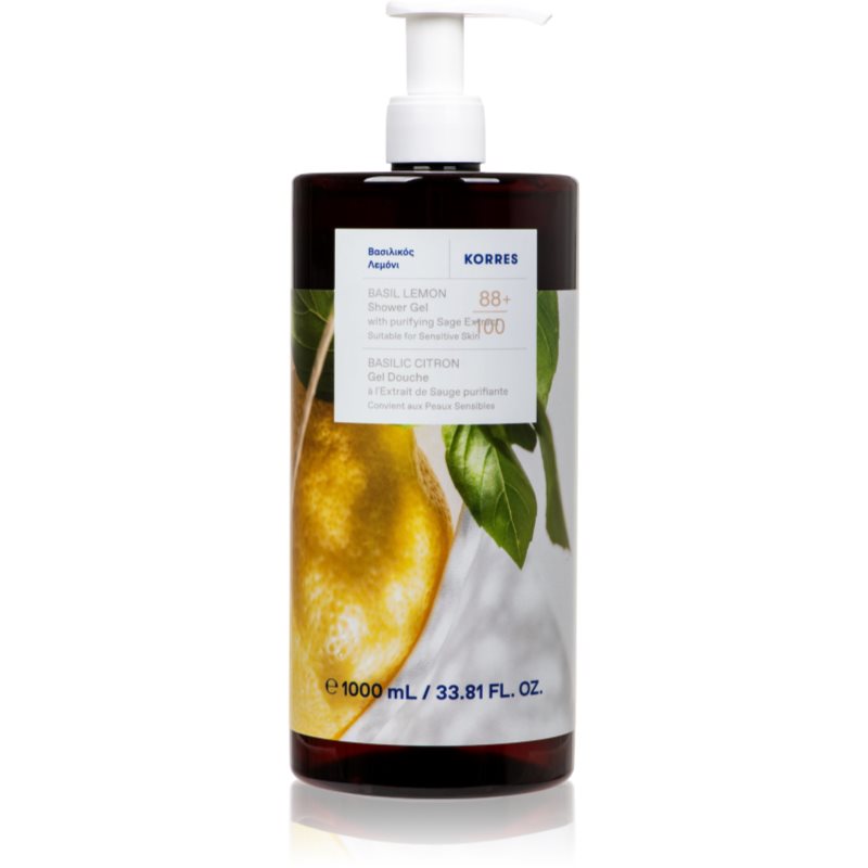 Korres Basil Lemon osvežujoč gel za prhanje 1000 ml