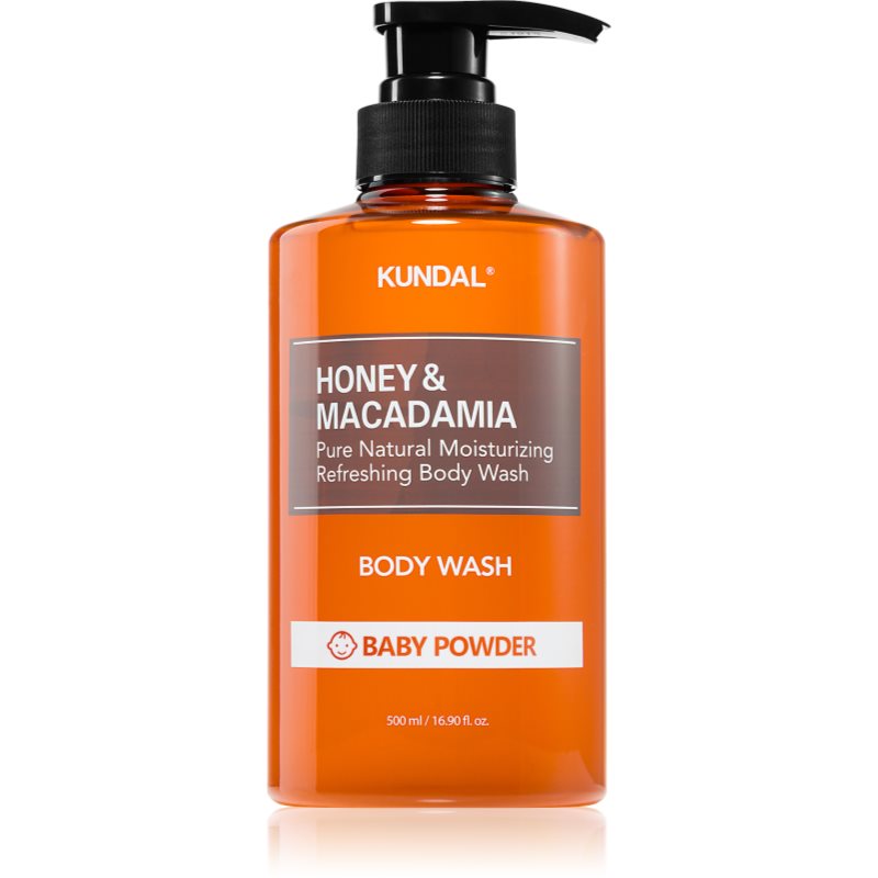 KUNDAL Honey & Macadamia Baby Powder jemný sprchový gel s hydratačním účinkem 500 ml