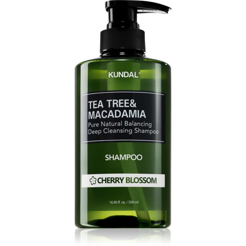 KUNDAL Tea Tree & Macadamia Cherry Blossom hloubkově čisticí šampon s osvěžujícím účinkem 500 ml