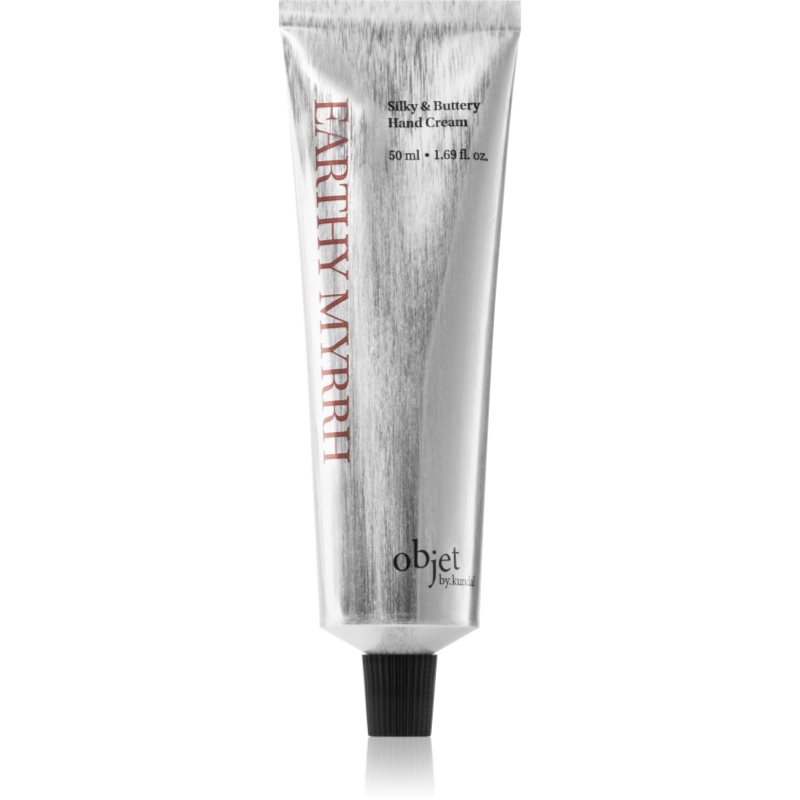 KUNDAL Objet Silky & Buttery Hand Cream ošetrujúci krém na ruky pre výživu a hydratáciu s vôňou Earthy Myrrh 50 ml
