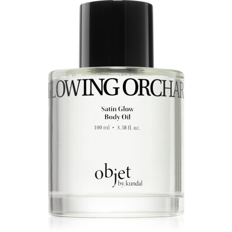 KUNDAL Objet Satin Glow Body Oil negovalno olje za telo za intenzivno vlažnost z vonjem Glowing Orchard 100 ml