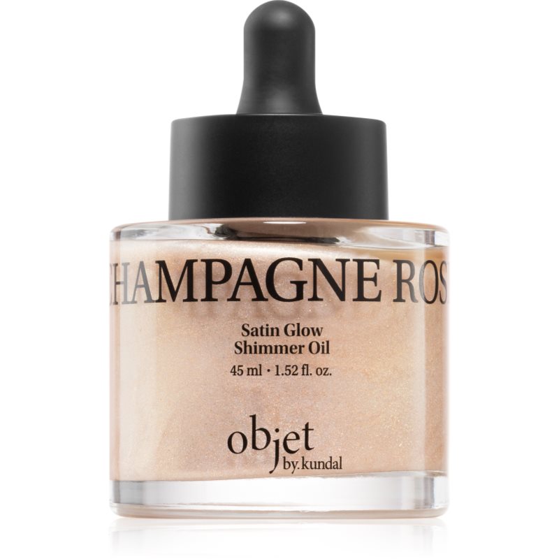 KUNDAL Objet Satin Glow Shimmer Oil bleščeče olje z vlažilnim učinkom odtenek Champagne Rose 45 ml