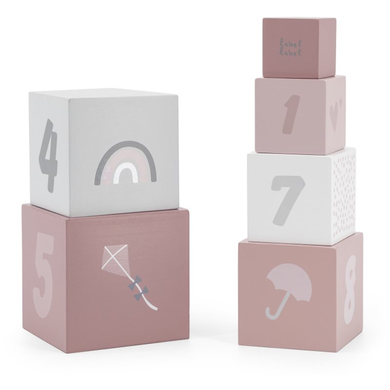 Label Label Stacking Blocks kocke iz lesa Pink 18m  6 kos