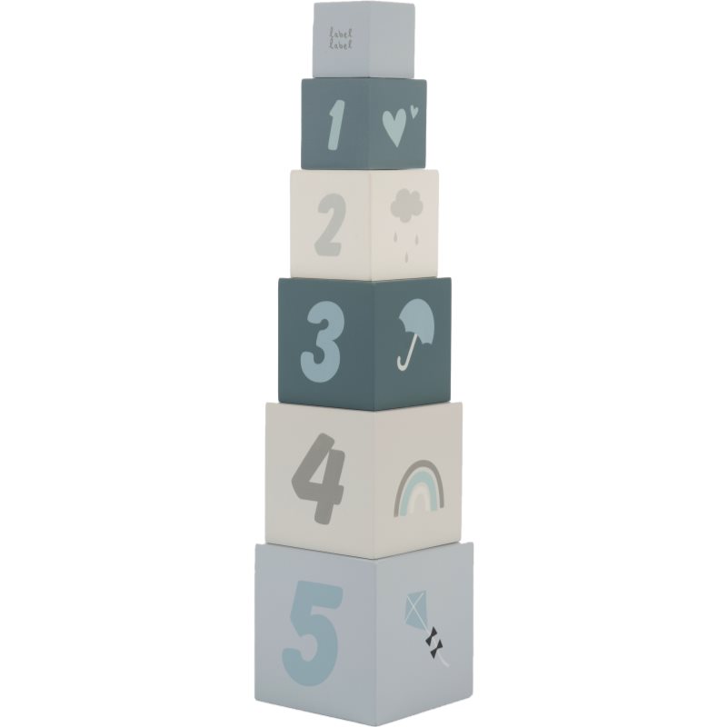 Label Label Stacking Blocks Numbers cubes wooden Blue 1 pc
