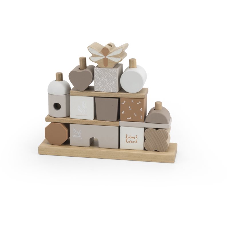Label Label Stacking Blocks House cubes wooden Nougat 1 pc
