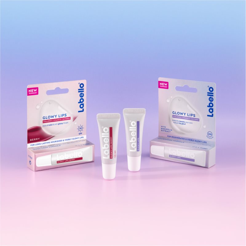 Labello Glowy Lips Berry tónovací balzám na rty s kyselinou hyaluronovou SPF 30 10 ml (obrázek 8)