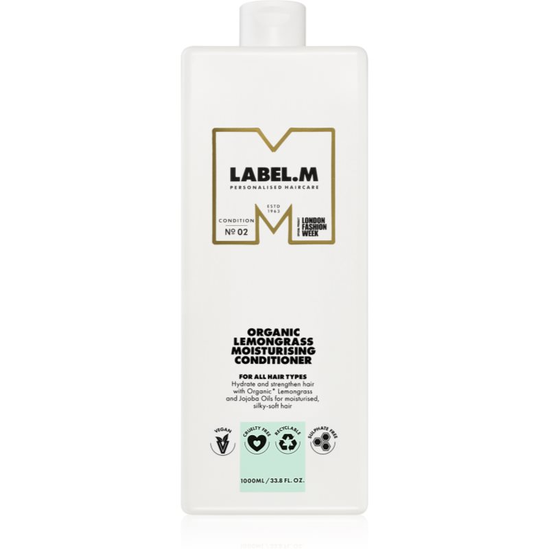 label.m Organic Lemongrass Moisturising Conditioner intensiv feuchtigkeitsspendender Conditioner mit Zitrone und Zitronengras 1000 ml