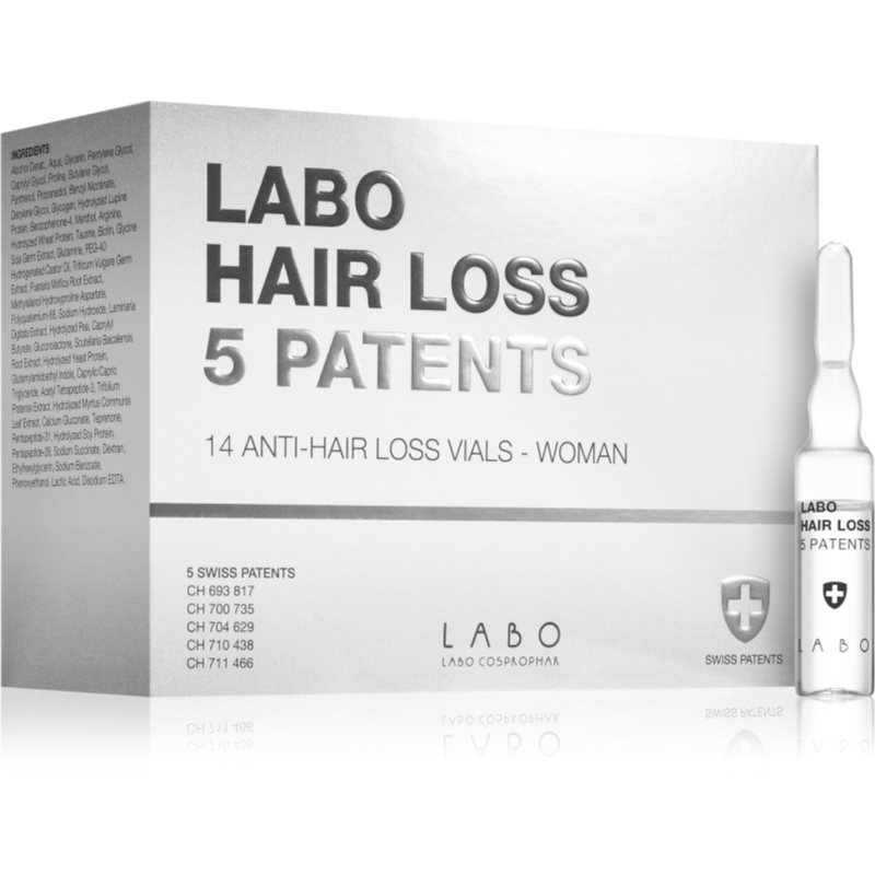 Labo Hair Loss 5 Patents intensyvaus poveikio priemonė nuo plaukų slinkimo moterims 14x3,5 ml