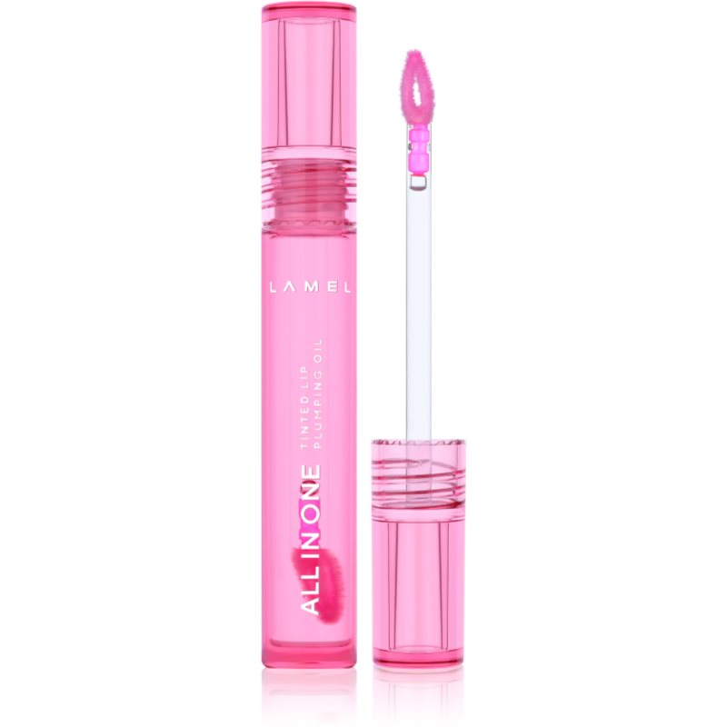 LAMEL All in One Lip Tinted Plumping Oil olio tonificante per le labbra per aumentare il volume № 402 Pink Sparkle 3 ml