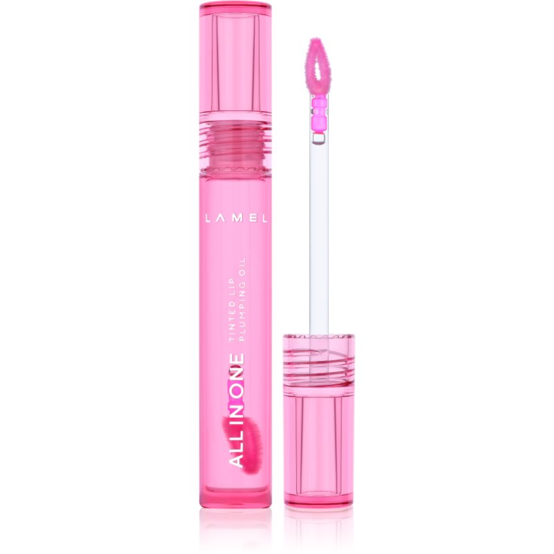 LAMEL All in One Lip Tinted Plumping Oil olio tonificante per le labbra per aumentare il volume  402 Pink Sparkle 3 ml