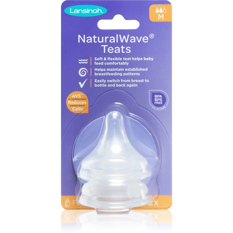 Lansinoh NaturalWave Baby Bottle Teat Medium 2 Pc