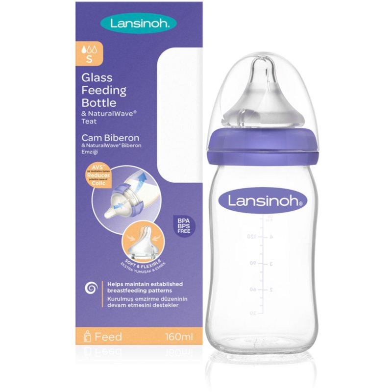 Lansinoh NaturalWave Glass dojčenská fľaša Slow 160 ml